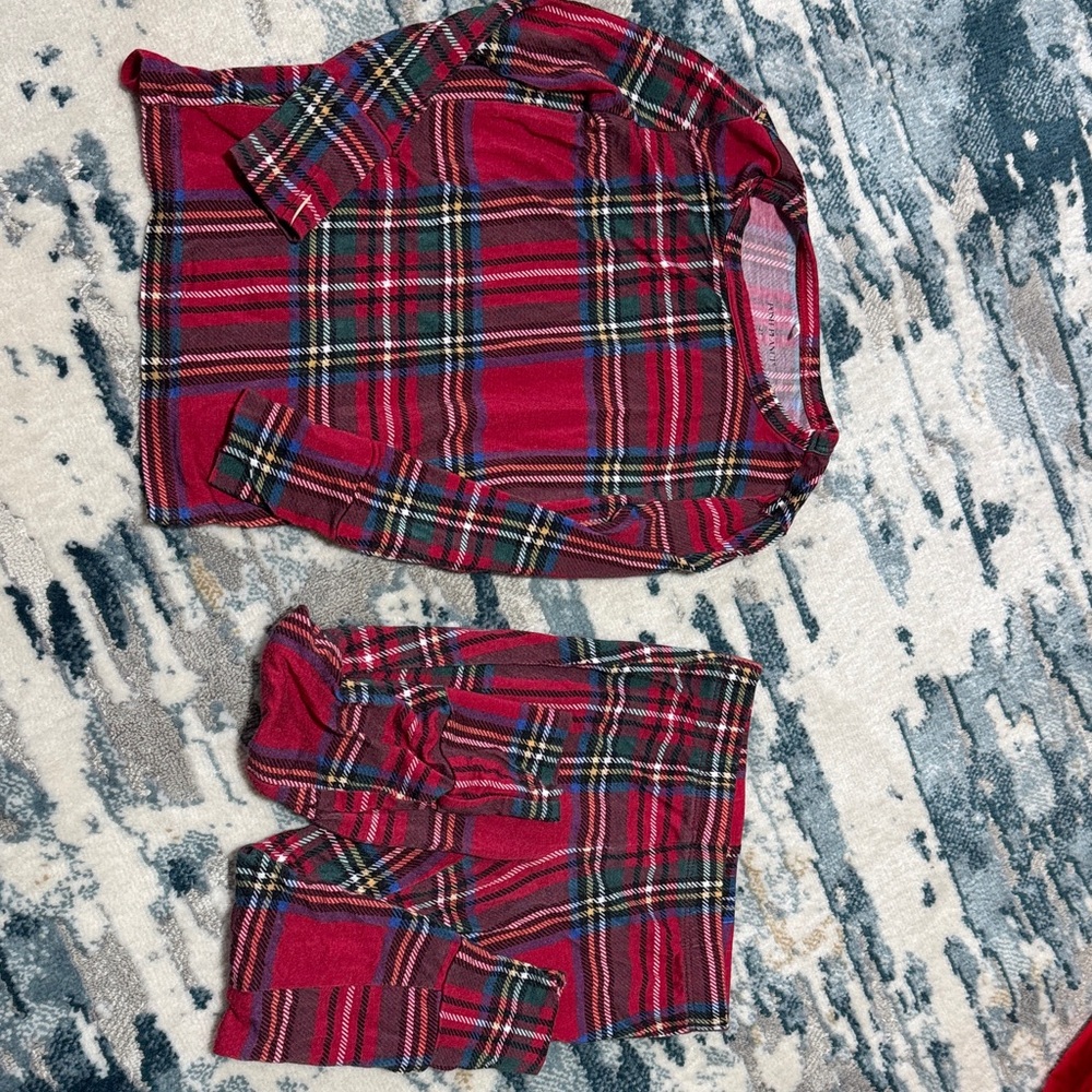 Posh Peanut Red Tartan Plaid Toddler Pajama Set 2T